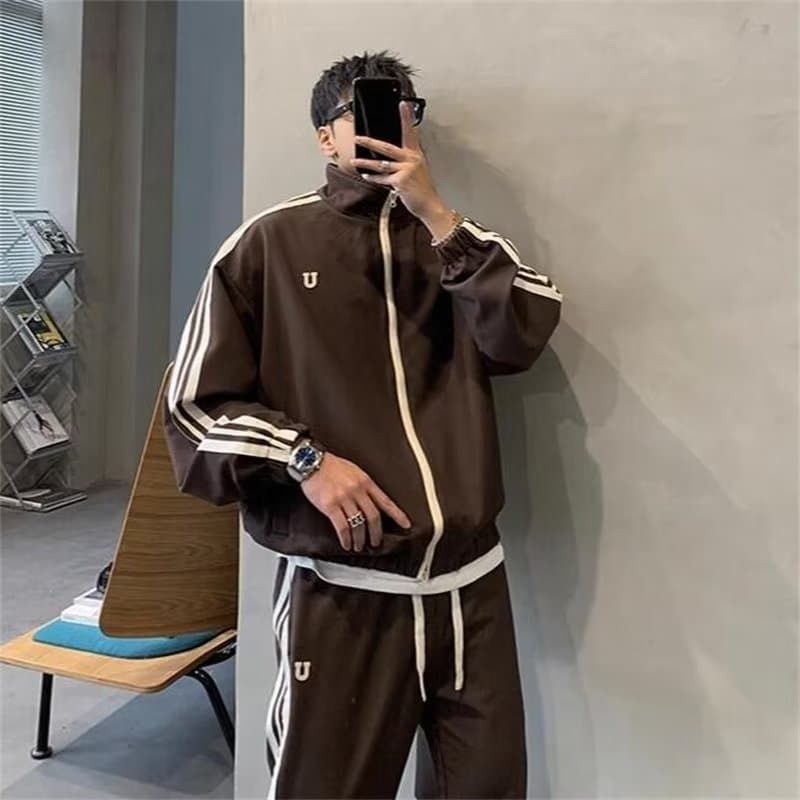 メンズ ワンポイント スポーティ スウェット セットアップ