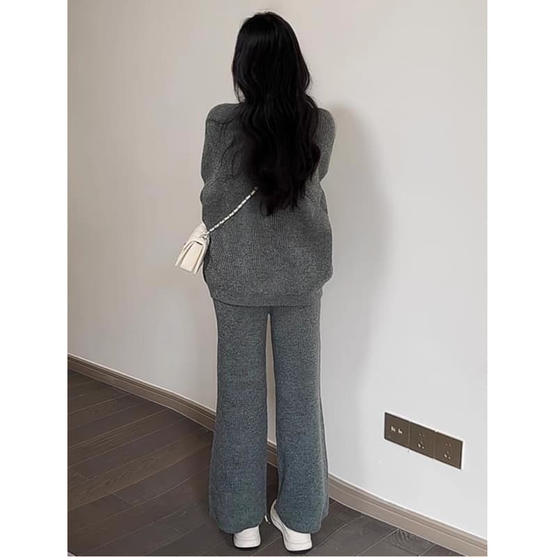 スウェット セットアップ ゆったりリブニット上下セット